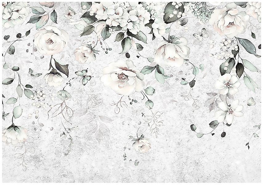 Wallarena Fototapete Blumen Grau Struktur Vlies Tapete Wohnzimmer Schlafzim günstig online kaufen