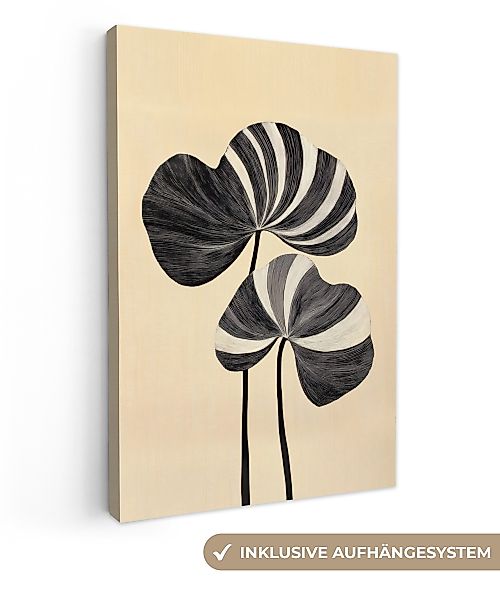 OneMillionCanvasses® Leinwandbild Schwarz - Blätter - günstig online kaufen