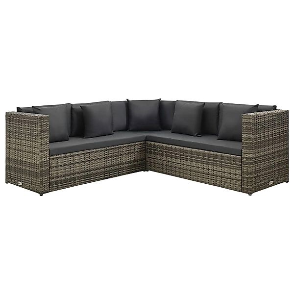 vidaXL 4-tlg Garten-Lounge-Set mit Kissen Poly Rattan Grau Modell 20 günstig online kaufen