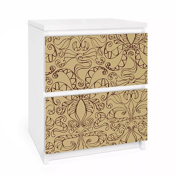 Möbelfolie für IKEA Malm Kommode 2 Schubladen Spirituelles Muster Beige günstig online kaufen