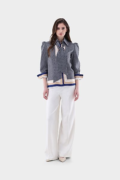 Hemdbluse aus Seide mit Druck und Schluppe günstig online kaufen