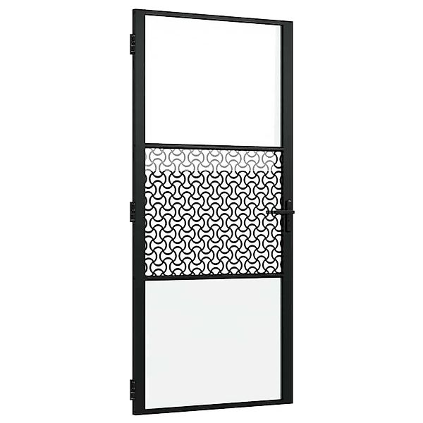 vidaXL Glastür Schwarz 76 x 3,5 x 201,5 cm Aluminium 42012451 günstig online kaufen
