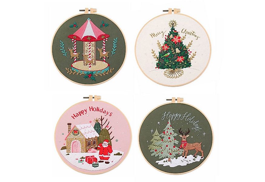 MOPUEA Hängedekoration Stickerei 4 Set Erwachsene Anfänger, Weihnachten Wei günstig online kaufen