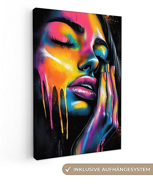 OneMillionCanvasses® Leinwandbild Frau - Gesicht - Farbe - Künstlerisch, Fo günstig online kaufen