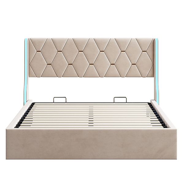 Furnishings Home Polsterbett Stauraumbett Doppelbett LED-Licht günstig online kaufen