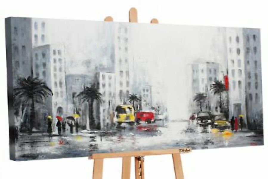 YS-Art™ "Gemälde Acryl ""Miami"" handgemalt auf Leinwand 130x70 cm" grau Gr günstig online kaufen