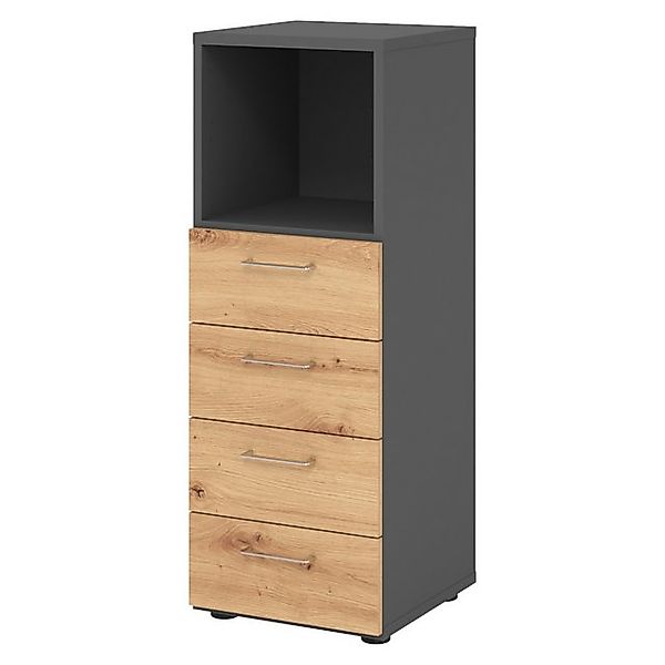 bümö Aktenschrank smart Schubladen Kombi - 4 Schübe Dekor: Graphit/Asteiche günstig online kaufen