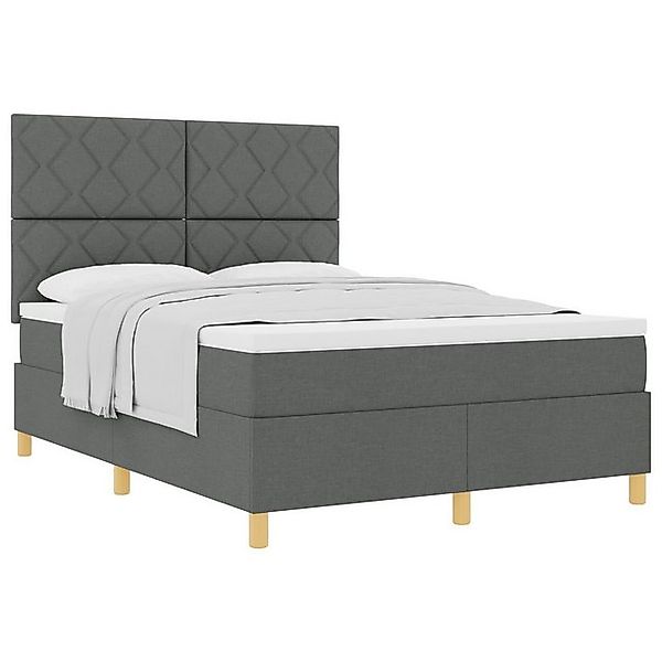 vidaXL Bett Boxspringbett mit Matratze Dunkelgrau 140x200 cm Stoff (1-tlg) günstig online kaufen