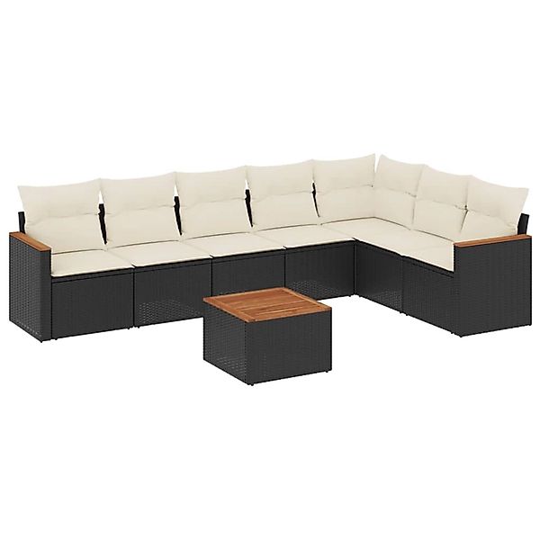 vidaXL 8-Tlg Garten-Sofagarnitur mit Kissen Schwarz Poly Rattan 3226035 günstig online kaufen