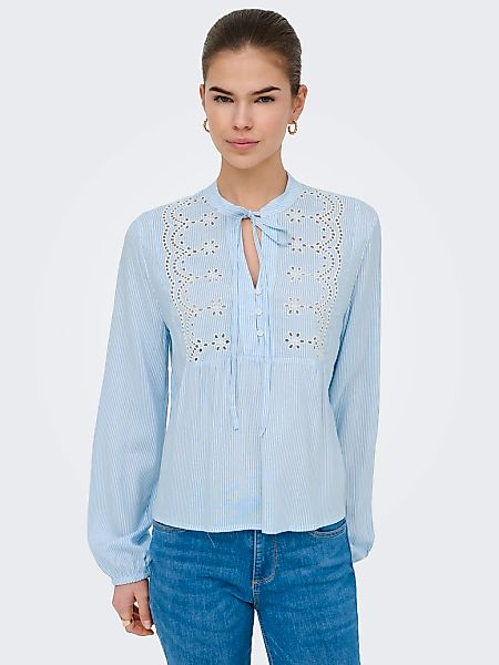 ONLY Langarmbluse "ONLLENNYO LS EMBROID V-NECK TOP NOOS WVN" günstig online kaufen