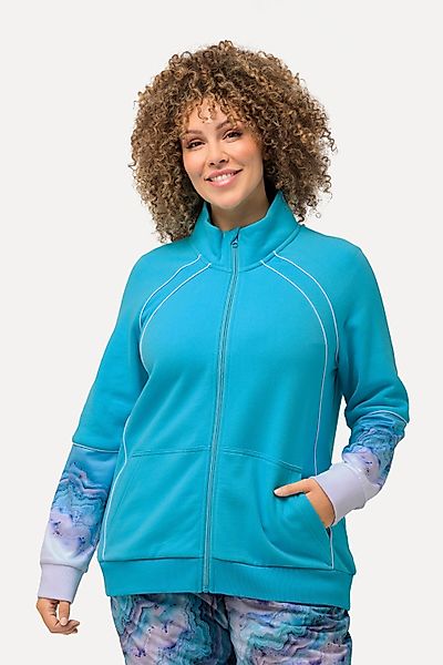 Ulla Popken Sweatjacke Sweatjacke Zierpaspel Stehkragen günstig online kaufen