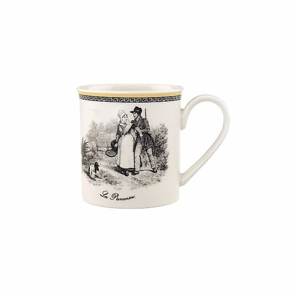 Villeroy & Boch Becher "Kaffeebecher Audun Chasse 300 ml weiß-grau-gelb" günstig online kaufen