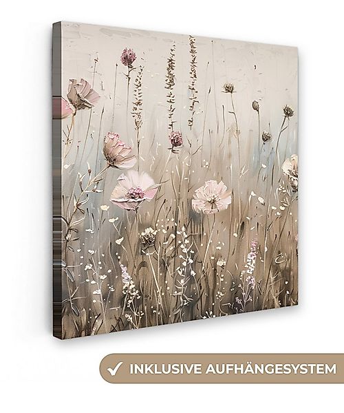 OneMillionCanvasses® Leinwandbild Blumen - Rosa - Modern - Beige, Fotodruck günstig online kaufen