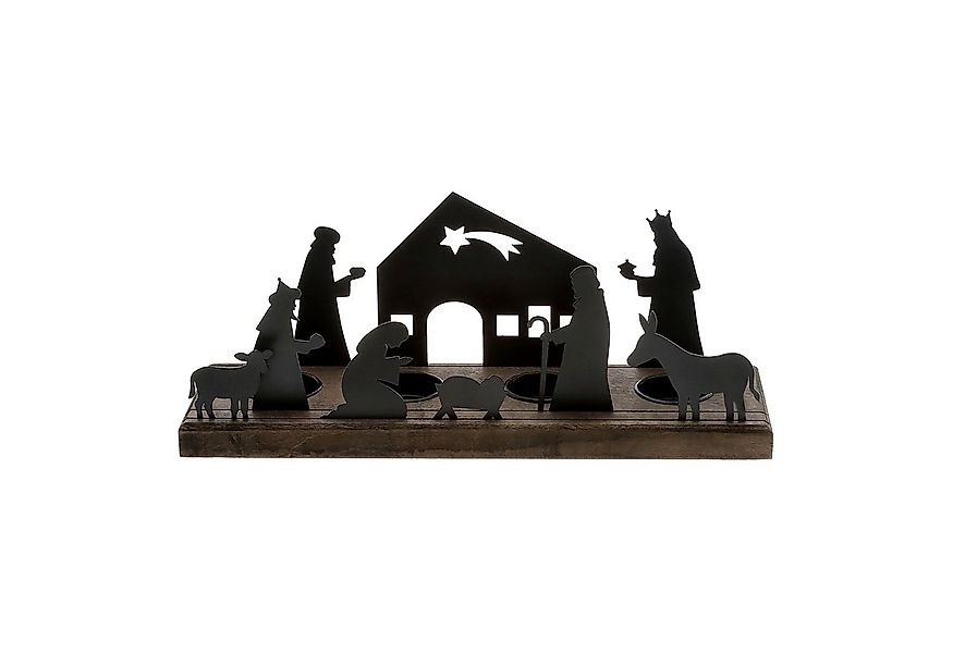 Spetebo Teelichthalter mit Tablett Krippen Figuren schwarz - 32 x 9 cm (Pac günstig online kaufen