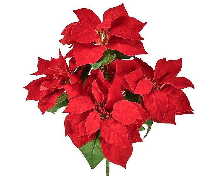 Winterliche Kunstpflanze Weihnachtsstern Rot Künstlich 5 Blüten Dekoration günstig online kaufen