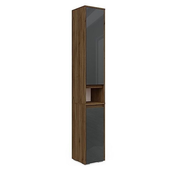 Vicco Badschrank Majest Anthrazit Hochglanz/Nussbaum 30 x 192 cm günstig online kaufen