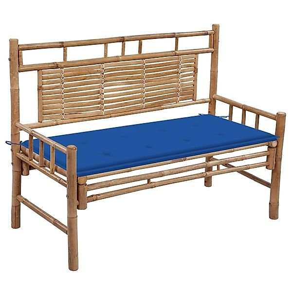 furnicato Gartenbank mit Auflage 120 cm Bambus günstig online kaufen