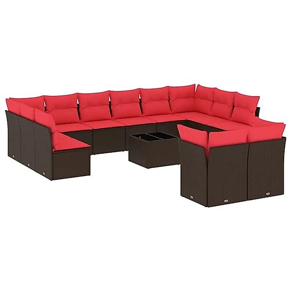 vidaXL 13-Tlg Gartensofa-Set mit Kissen Braun Polyrattan 3218444 günstig online kaufen