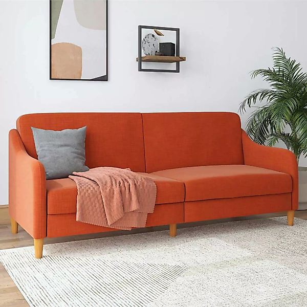 Schlafcouch Orange modern mit Rücken Klappmechanik 195 cm breit günstig online kaufen