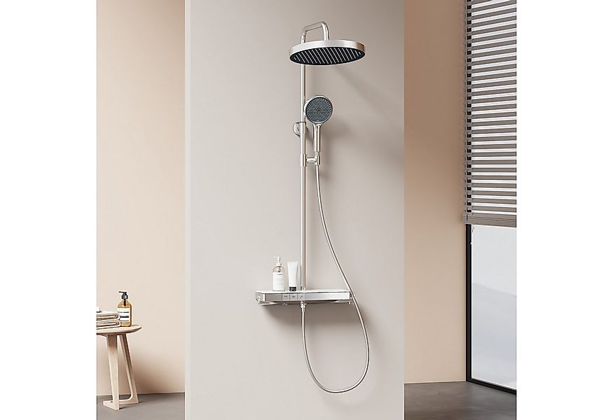 EMKE Duschsystem Thermostat Duschset Runder Kopfbrause und Duscharmatur chr günstig online kaufen