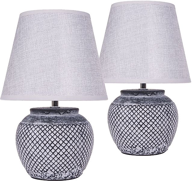BRUBAKER Tischleuchte Nachttischlampe Grau, Ohne Leuchtmittel, günstig online kaufen