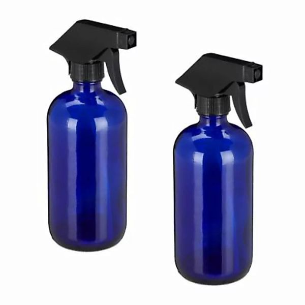 relaxdays Sprühflasche Glas im 2er Set Blau blau günstig online kaufen