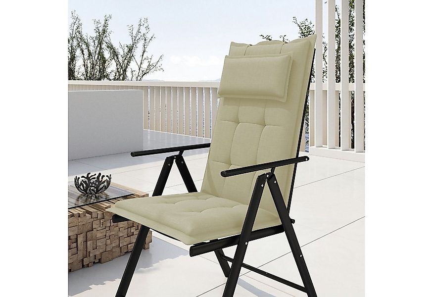 sunnypillow Hochlehnerauflage Gartenstuhlauflagen mit abnehmbarem Kopfpolst günstig online kaufen