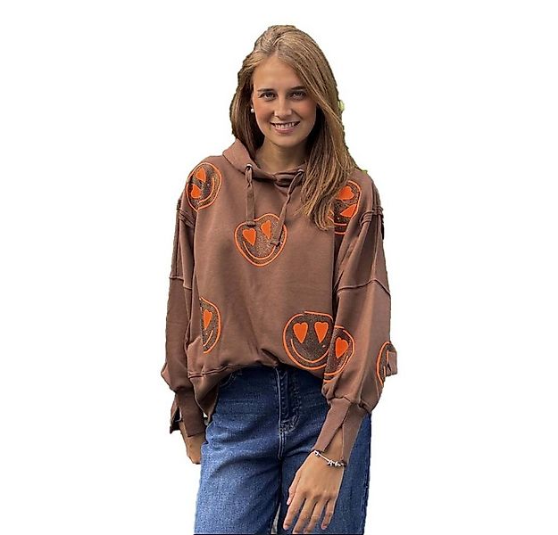 Miss Goodlife Hoodie Miss Goodlife MG13274 Wide Heartface Strass, Chocolate günstig online kaufen