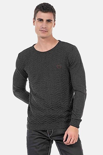 Cipo & Baxx Rundhalspullover "Pullover" 1 Stk. tlg. mit Zopfmuster, CP240 günstig online kaufen