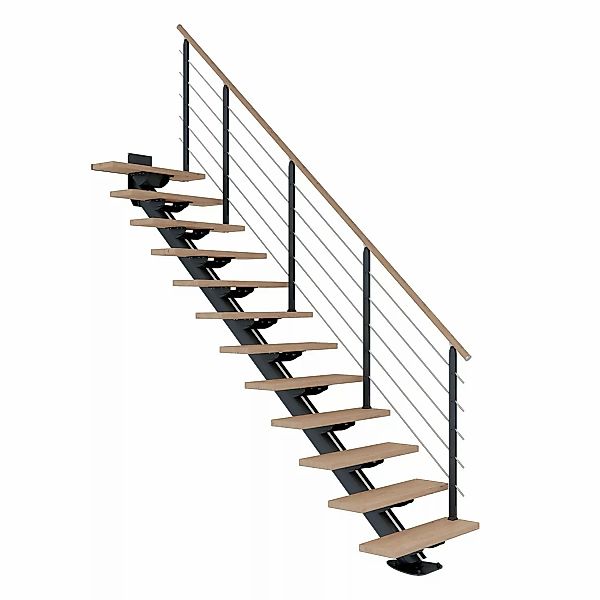 Dolle Mittelholmtreppe Sydney 13 Stufen Eiche Weiß gerade Metall Anthrazit günstig online kaufen