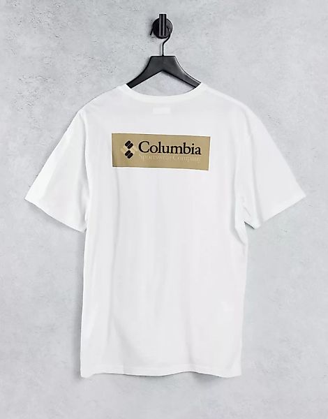 Columbia – North Cascades – T-Shirt in Weiß/Beige mit Rückenprint günstig online kaufen