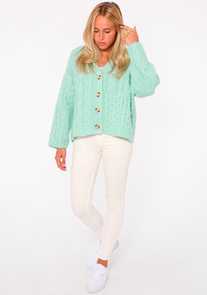 Zwillingsherz Cardigan Langarm, Wollanteil, Zopf-Muster, Knöpfe, günstig online kaufen