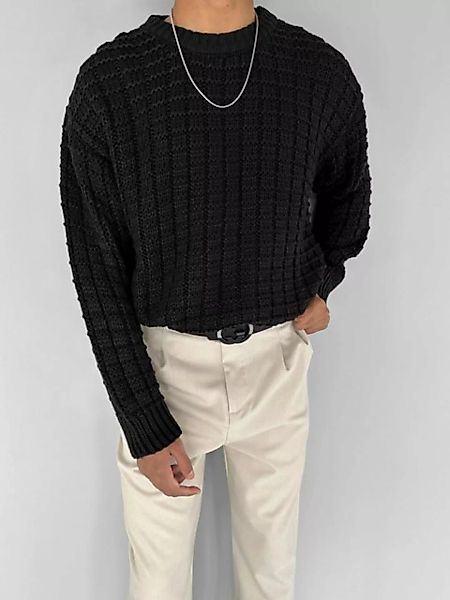 Abluka Sweatshirt OVERSIZE SQUARE PATTERN SWEATER BLACK günstig online kaufen