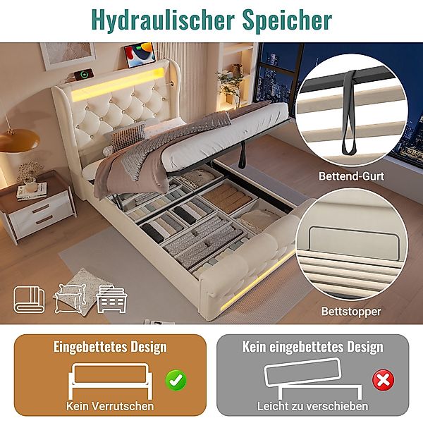 i@home Polsterbett Polsterbett mit LED & günstig online kaufen