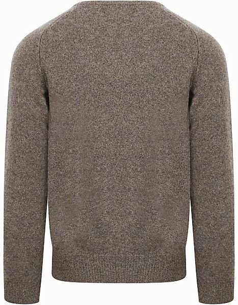 William Lockie V-Auschnitt Pullover Lammwolle Braun-Grau - Größe XXL günstig online kaufen