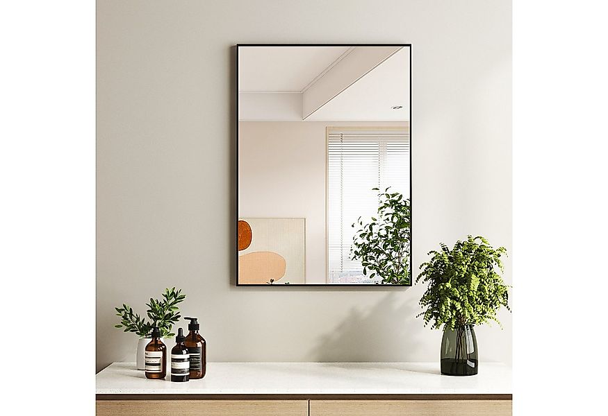 Hopibath Badspiegel Eckig Metall Alu Rahmen Wandspiegel Schwarz (Spiegel Ba günstig online kaufen