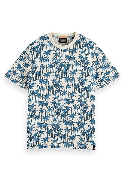 Scotch & Soda Herren T-Shirt PRINTED CREWNECK T-SHIRT 165882 Beige Blau günstig online kaufen