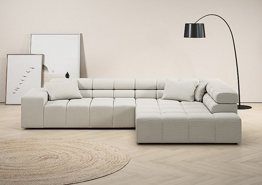 Home affaire Ecksofa "Ancona incl. Kopfteilverstellung, Breite 319cm, L-For günstig online kaufen