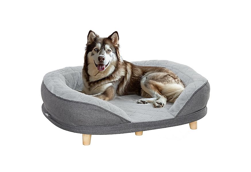 PawHut Tierbett Waschbarer Bezug, mit Rückenlehne und Holzbeine, Polyester, günstig online kaufen