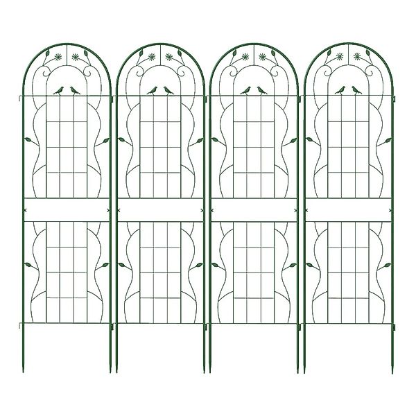 Costway Rankgitter Metall 4er Set Gartenzaun 180 x 50 cm Grün günstig online kaufen