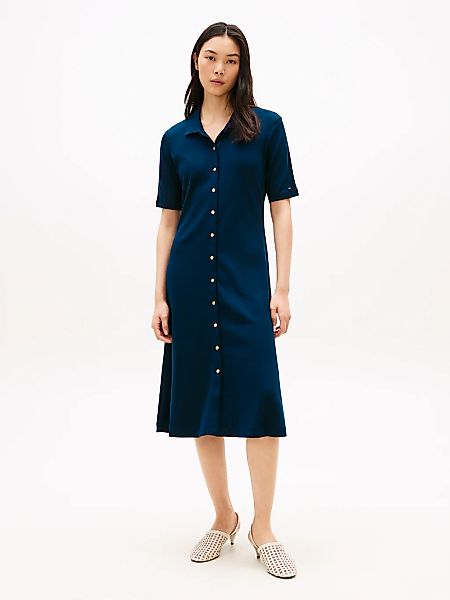 Tommy Hilfiger Polokleid "GOLD BUTTON F&F MIDI DRESS" mit Logo-Stickerei günstig online kaufen