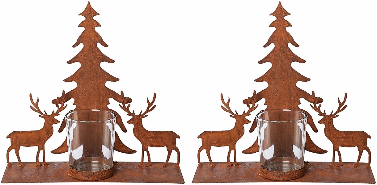 Creativ deco Teelichthalter "Weihnachtsdeko", (2 St.), Oberfläche in Rost-O günstig online kaufen