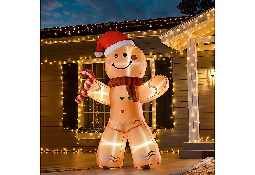 HOMCOM Weihnachtsfigur 2,4 m Weihnachtsdekoration mit Lichtern (Weihnachten günstig online kaufen