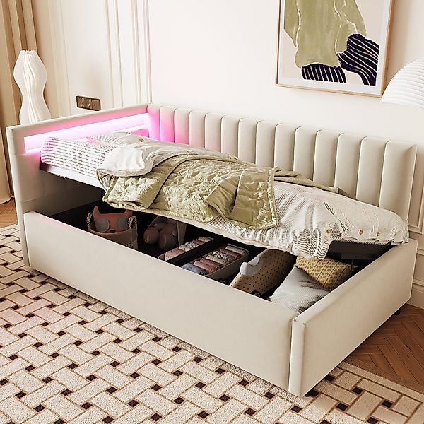HAUSS SPOLE Schlafsofa 90x200 mit LED-Beleuchtung günstig online kaufen