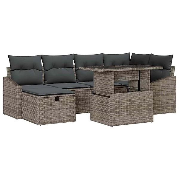 vidaXL Garten-Sofa-Set 7-Tlg Grau Poly Rattan 3361168 günstig online kaufen