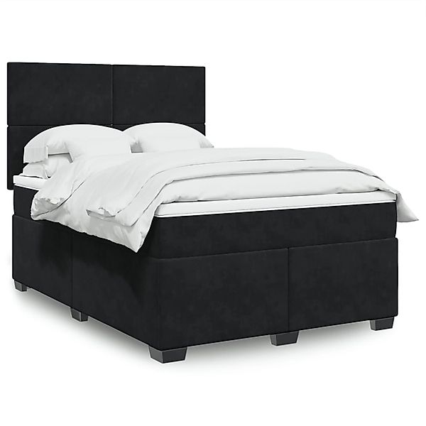 vidaXL Boxspringbett mit Matratze Schwarz 140x200 cm Samt 3293226 günstig online kaufen