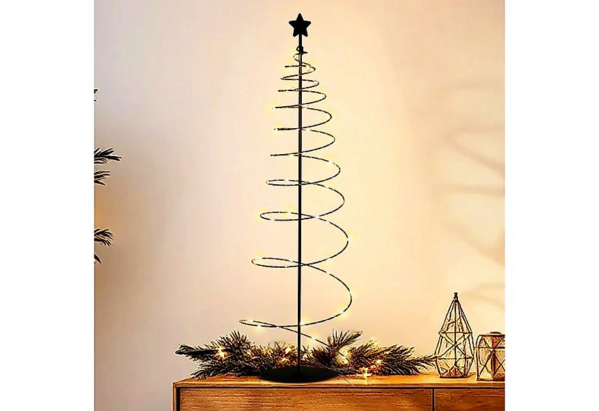 Spetebo LED-Dekofigur Spiral Weihnachtsbaum mit 47 LED aus Metall in schwar günstig online kaufen