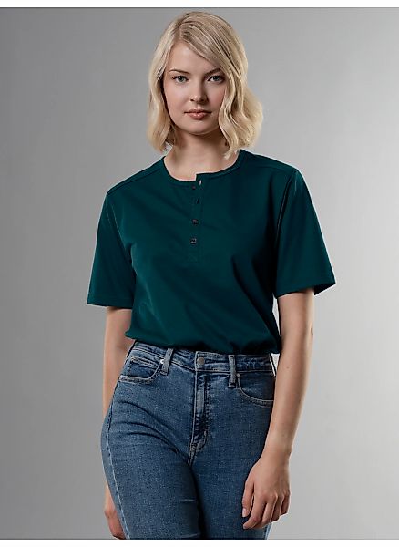 Trigema T-Shirt "TRIGEMA T-Shirt mit Knopfleiste DELUXE Baumwolle" 1 Stk. günstig online kaufen
