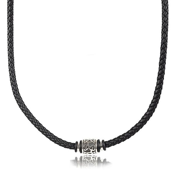 David Galvani Kette mit Anhänger Hochwertige Lederkette für Herren in Schwa günstig online kaufen