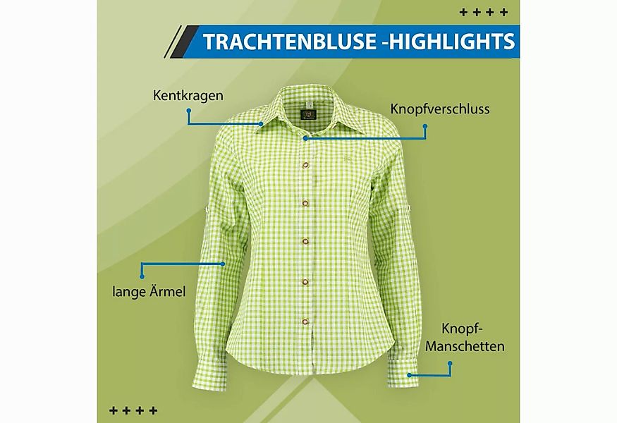 German Wear Trachtenbluse GW-OB13 Trachtenbluse für Trachten lederhosen blu günstig online kaufen